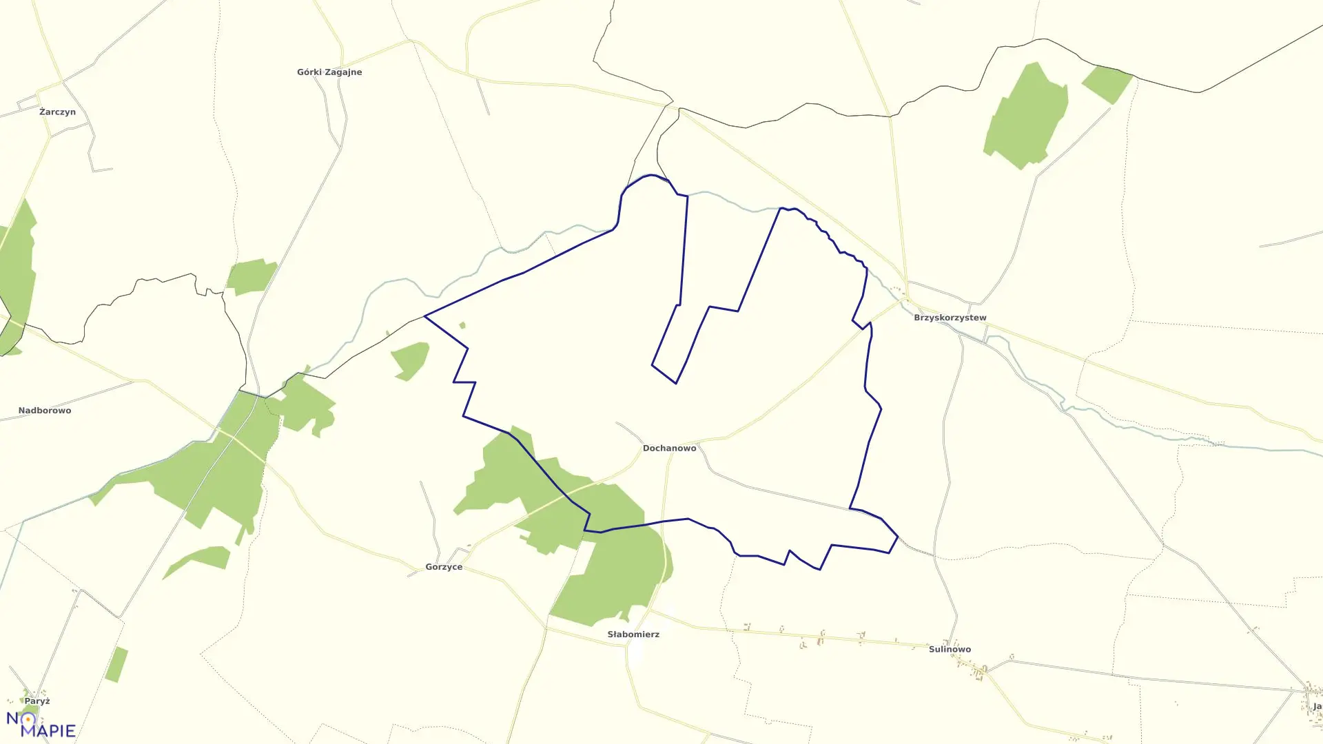 Mapa obrębu Dochanowo w gminie Żnin