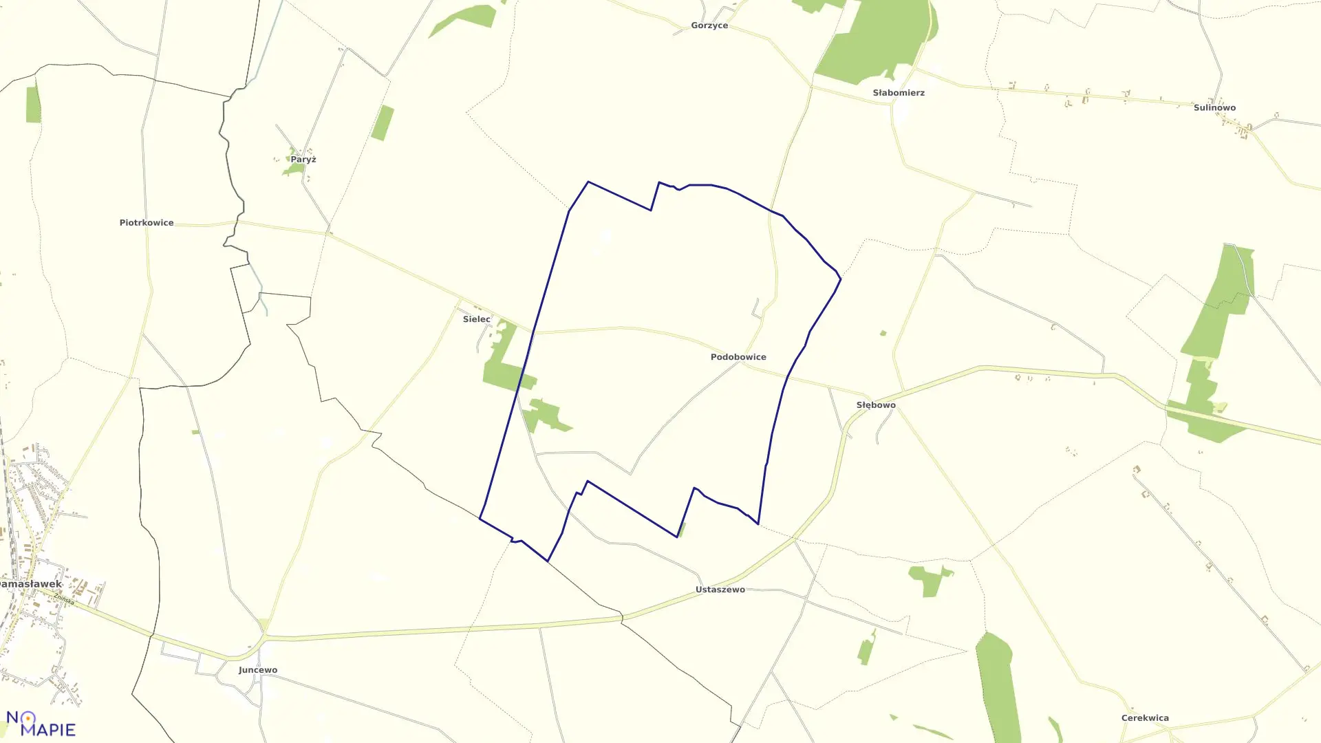 Mapa obrębu Podobowice w gminie Żnin